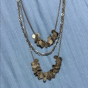 Silver Layered Necklace with Textured Beads